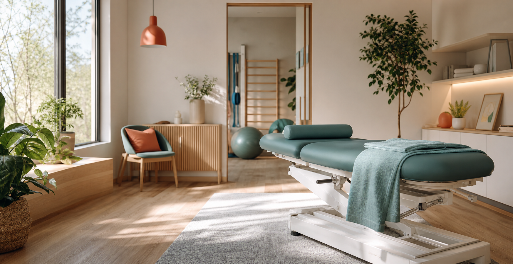 Studio fisioterapico moderno, luminoso e accogliente